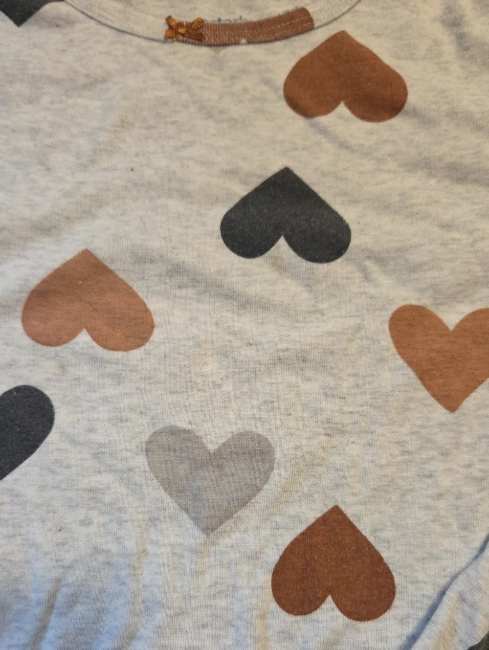 Carters Heart-Print Pajama Set - Gray with Brown & Black Hearts
